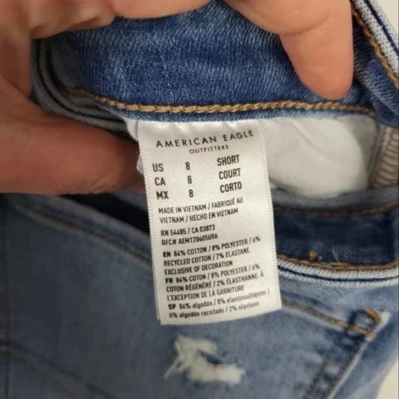 American Eagle Hi Rise Jegging Crop Womens Size 8 Short Light Wash Distressed - Picture 5 of 7
